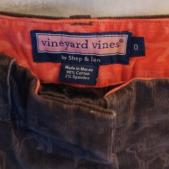 Vineyard Vines Brown Corduroy Pants Flare Dogs All Over Women's 0 - Picture 2 of 5
